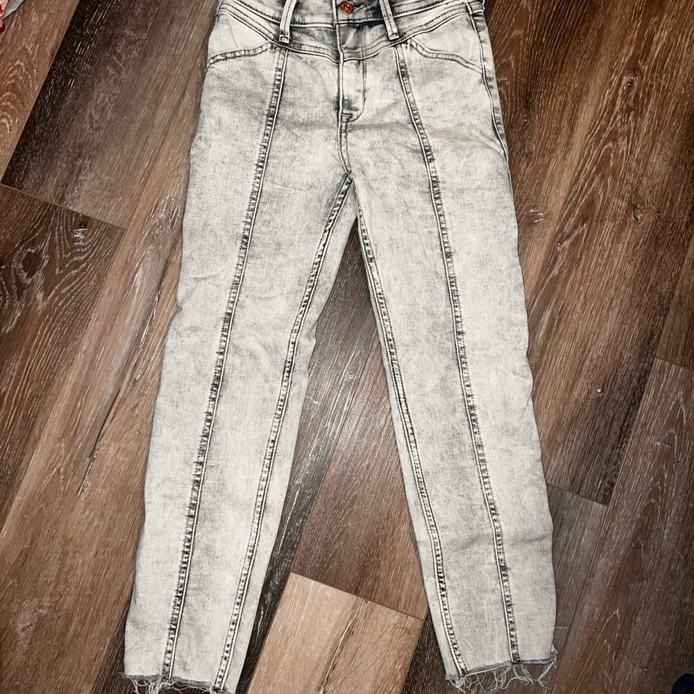 Abercrombie kids high waisted crop jeans